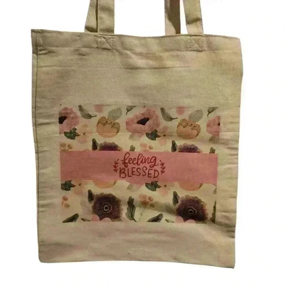 Feeling blessed recyled canvas tote bag - Picture 2 of 3